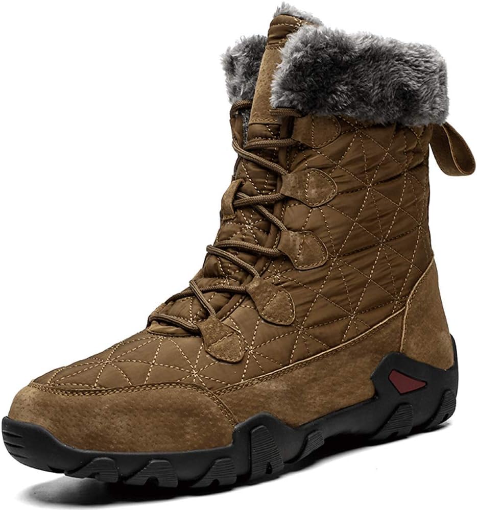 

Мужские зимние высокие ботинки YONGJIA, противоскользящие, водонепроницаемые, на шнуровке, с плюшевой теплой подкладкой, для улицы, коричневый