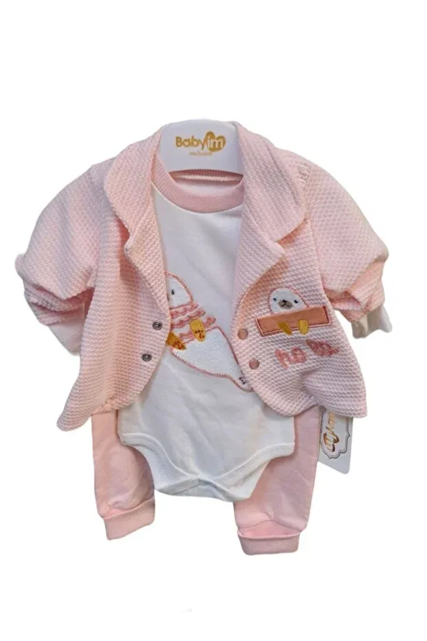 Детское боди-комбинезон с принтом Salmon 3-Piece Bodysuit Set Babyim, Salmon — фото 4