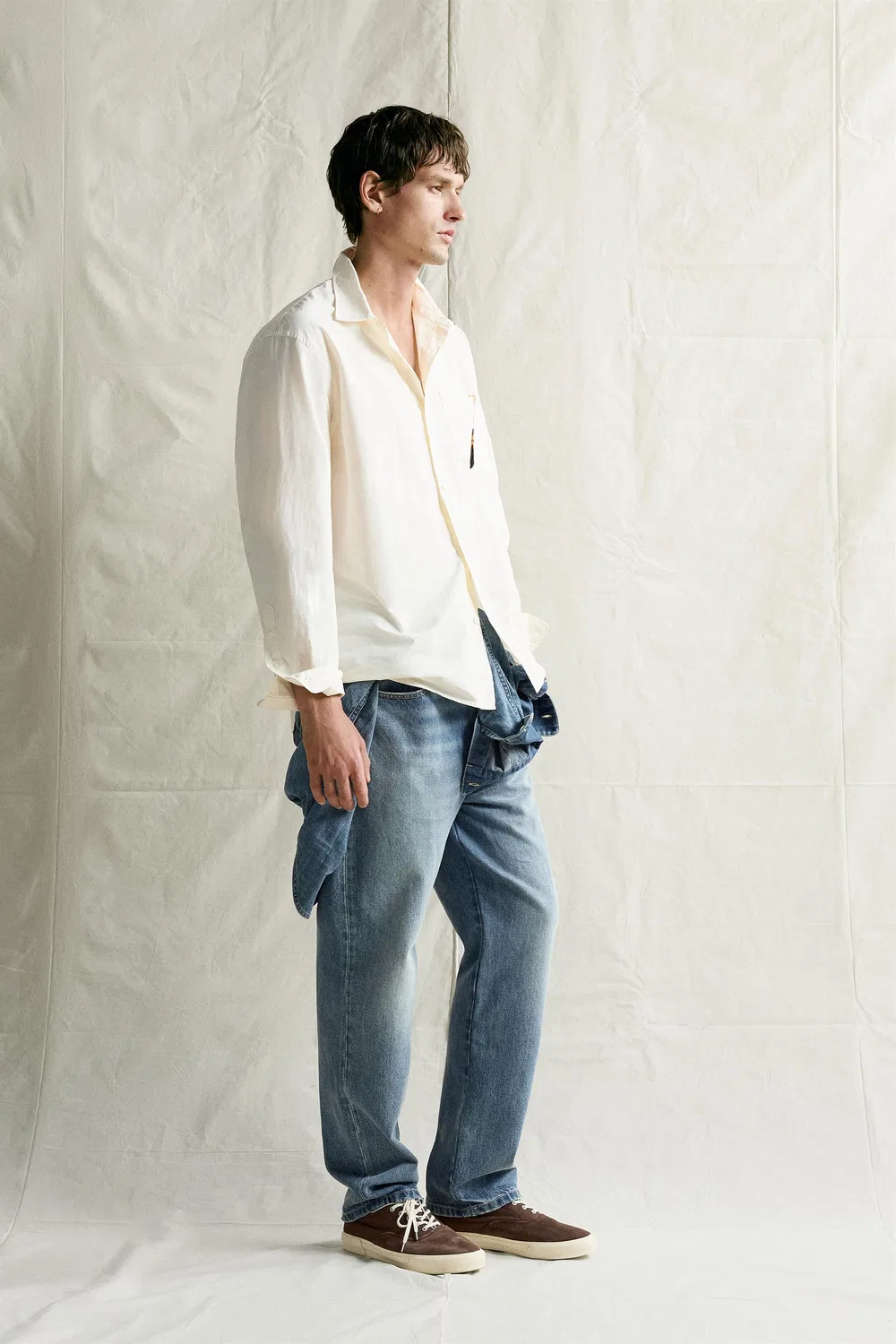 Хлопковая рубашка свободного кроя ZARA, White — фото 4
