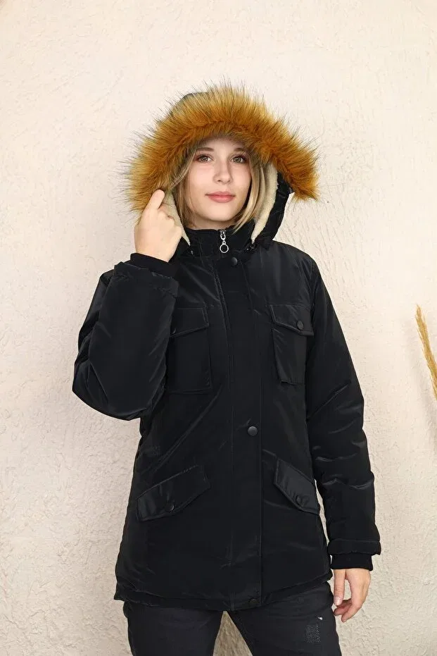 Детское зимнее пальто с капюшоном Jannock, Black