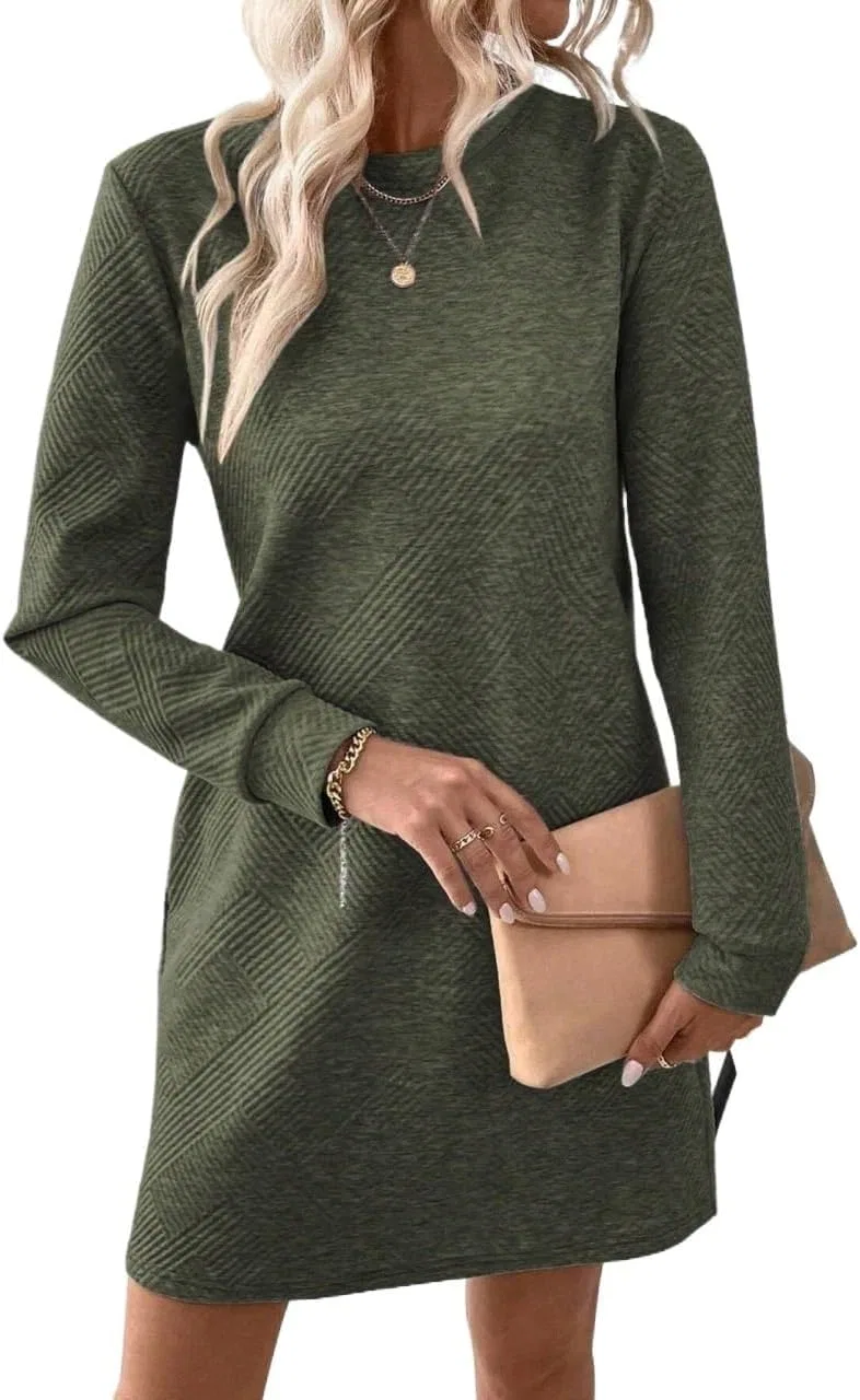 Женское платье-футболка с круглым вырезом Colorblock, Army Green