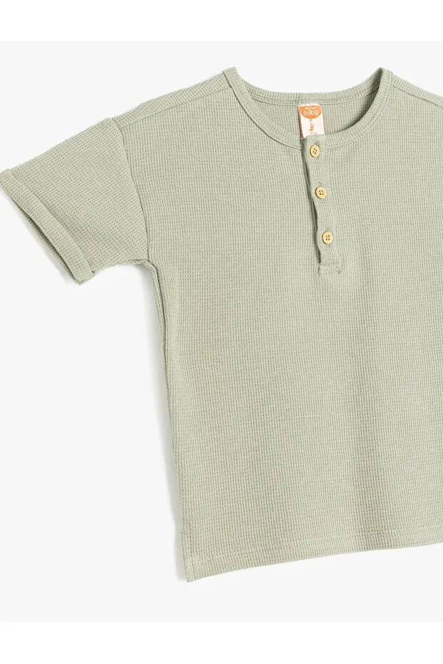 Детская футболка с коротким рукавом хлопковая Basics Koton, Khaki — фото 3