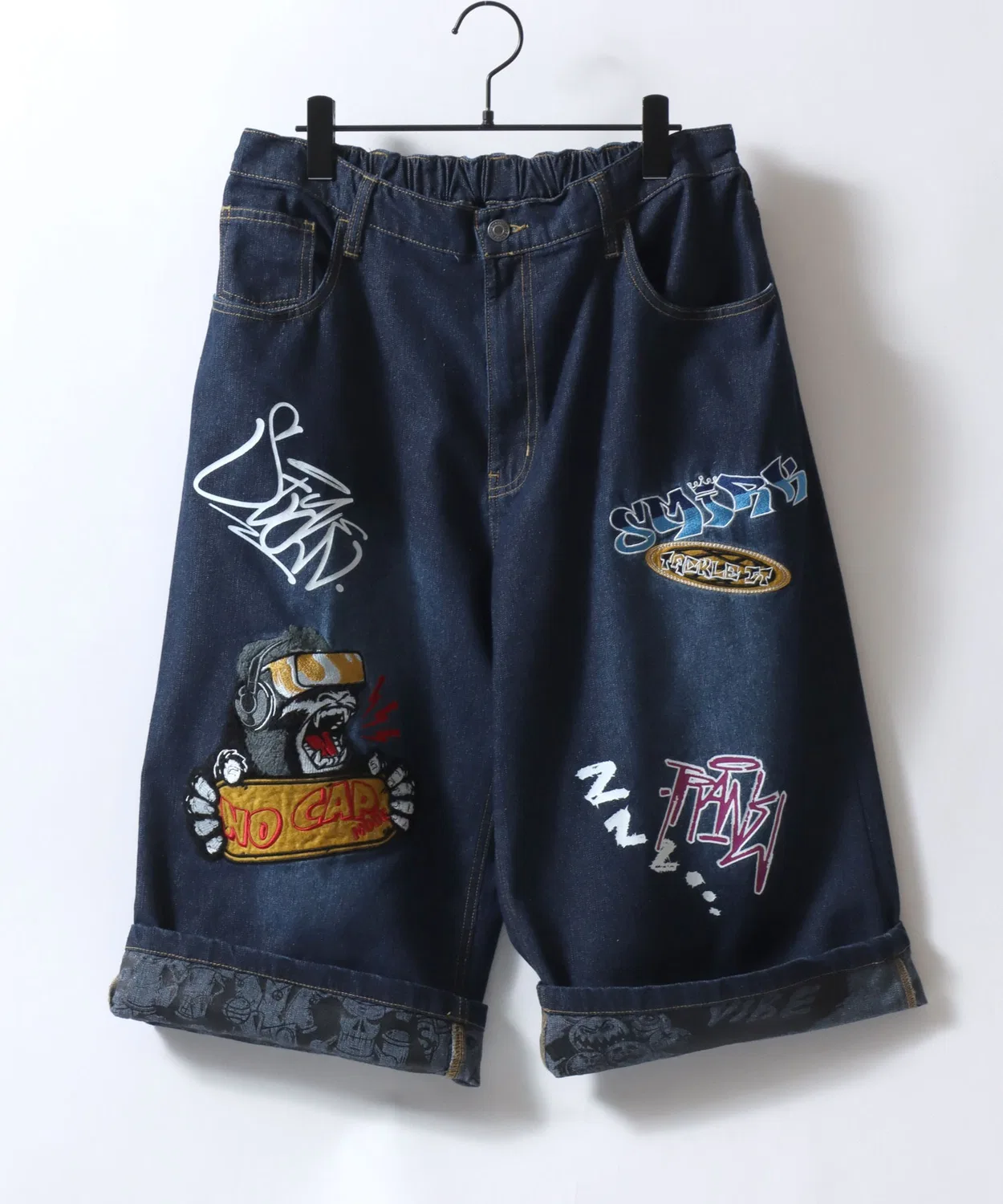Детские шорты джинсовые с принтом, модель Street Design Patch & Print Roll Up SITRY, Blue — фото 4