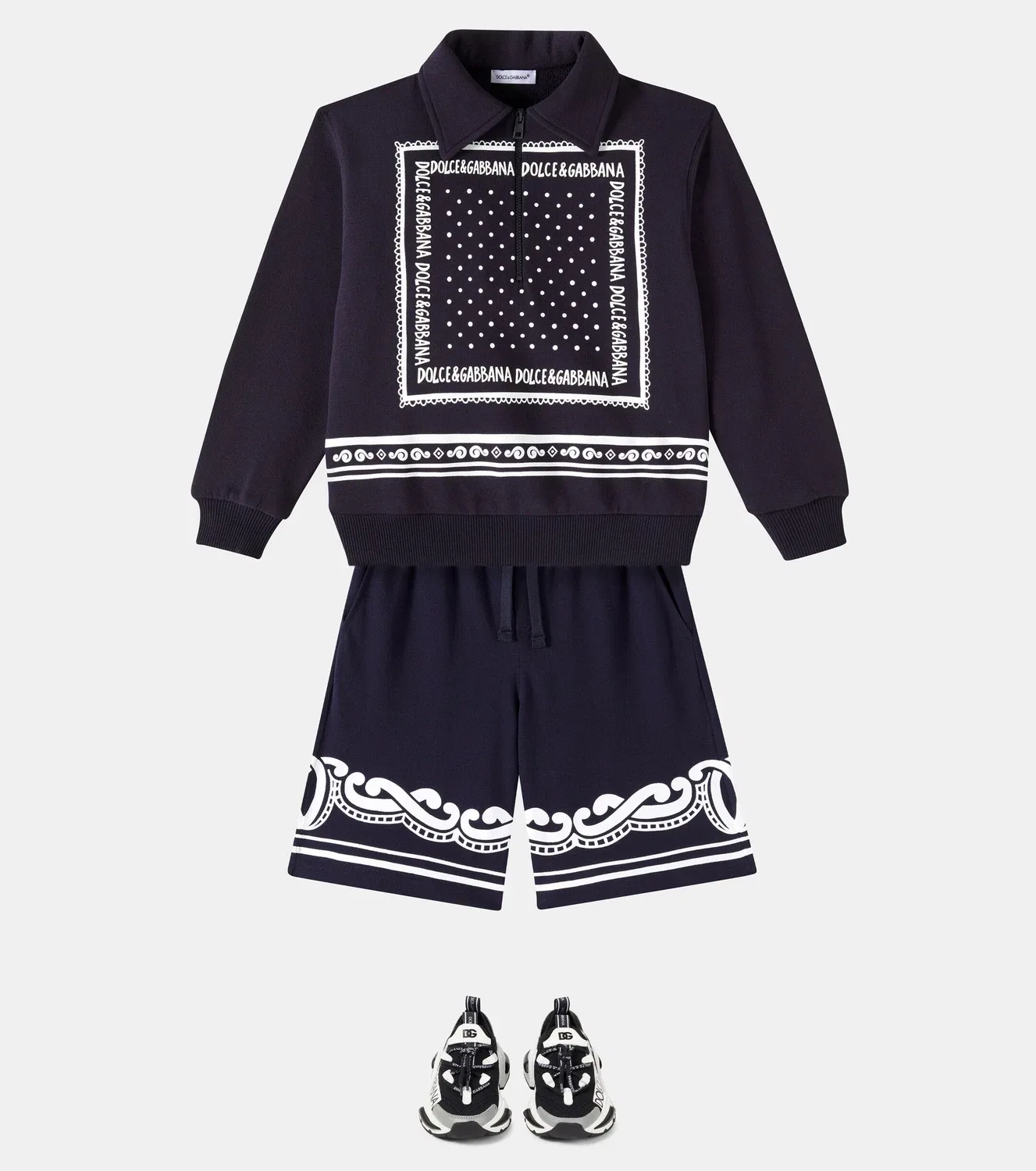 Шорты с принтом бандана Dolce&Gabbana Kids, синий — фото 2