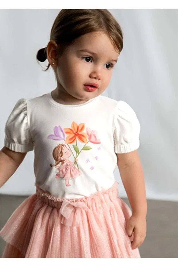 Детская футболка для девочек с принтом Summer baby girl printed tshirt Mayoral, Nude Color