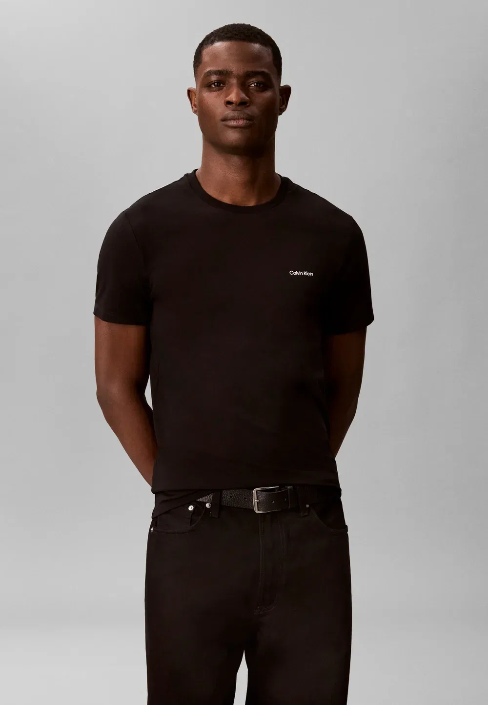 Облегающая эластичная базовая футболка Calvin Klein, Black