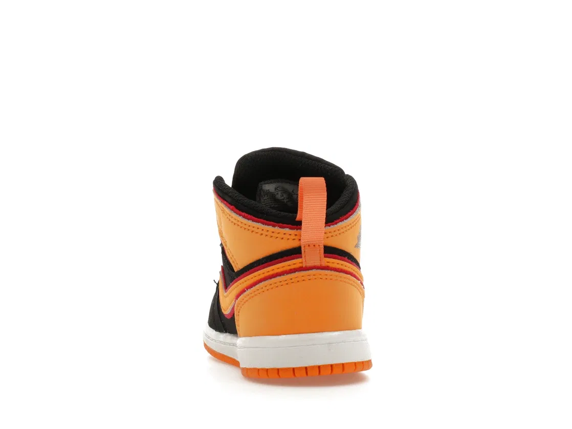 Детские кроссовки Lifestyle с высоким берцем Jordan 1 Mid SE Jordan, Black/Cardinal Red/White/Vivid Orange — фото 4