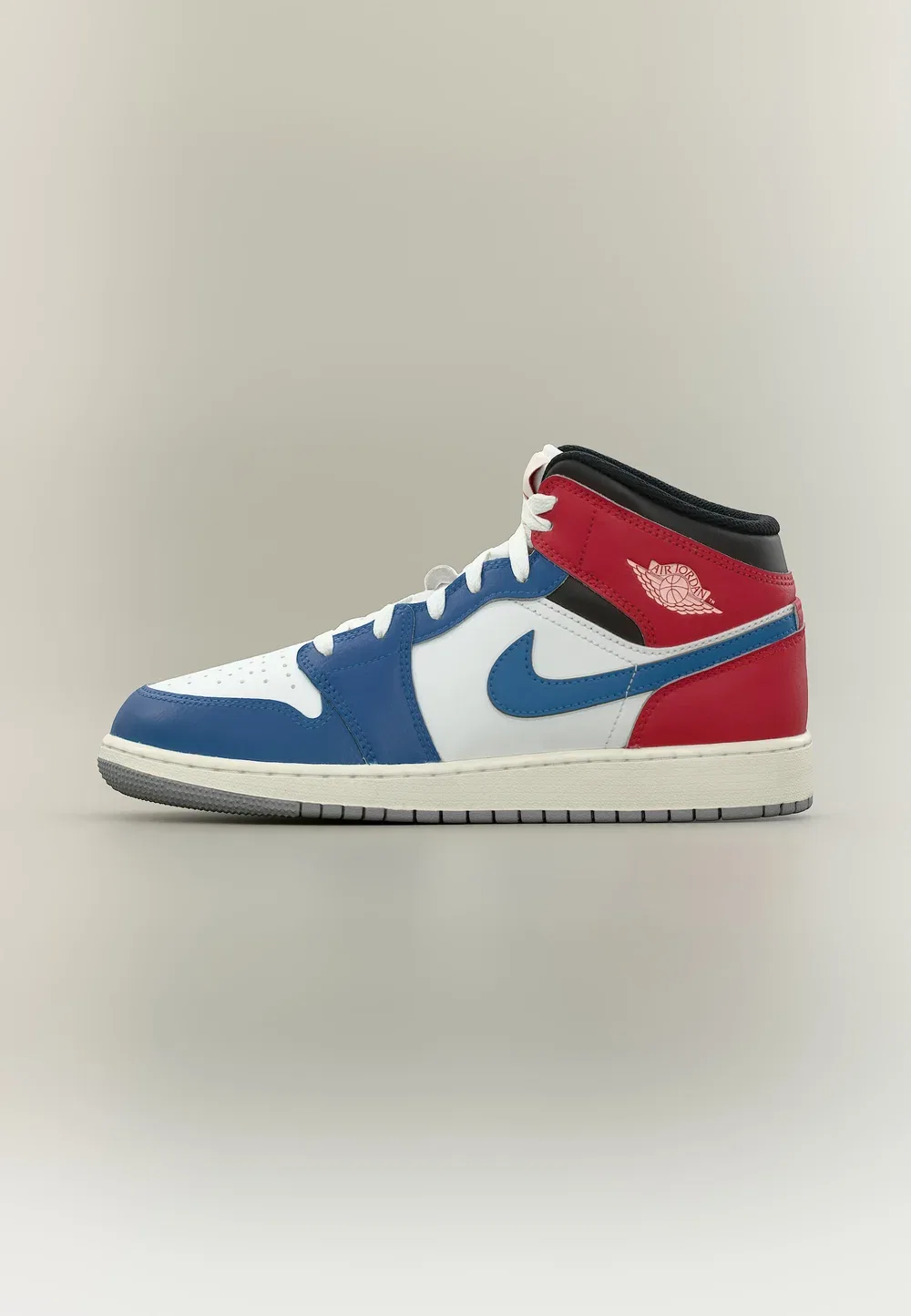 Air 1 mid унисекс - высокие кроссовки Jordan, True Blue/Summit White/Varsity Red/Black/Cement Grey
