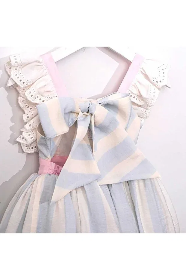 Детское платье для девочек с принтом Fairy Tale Dress Beyaz Bebe, Blue — фото 4