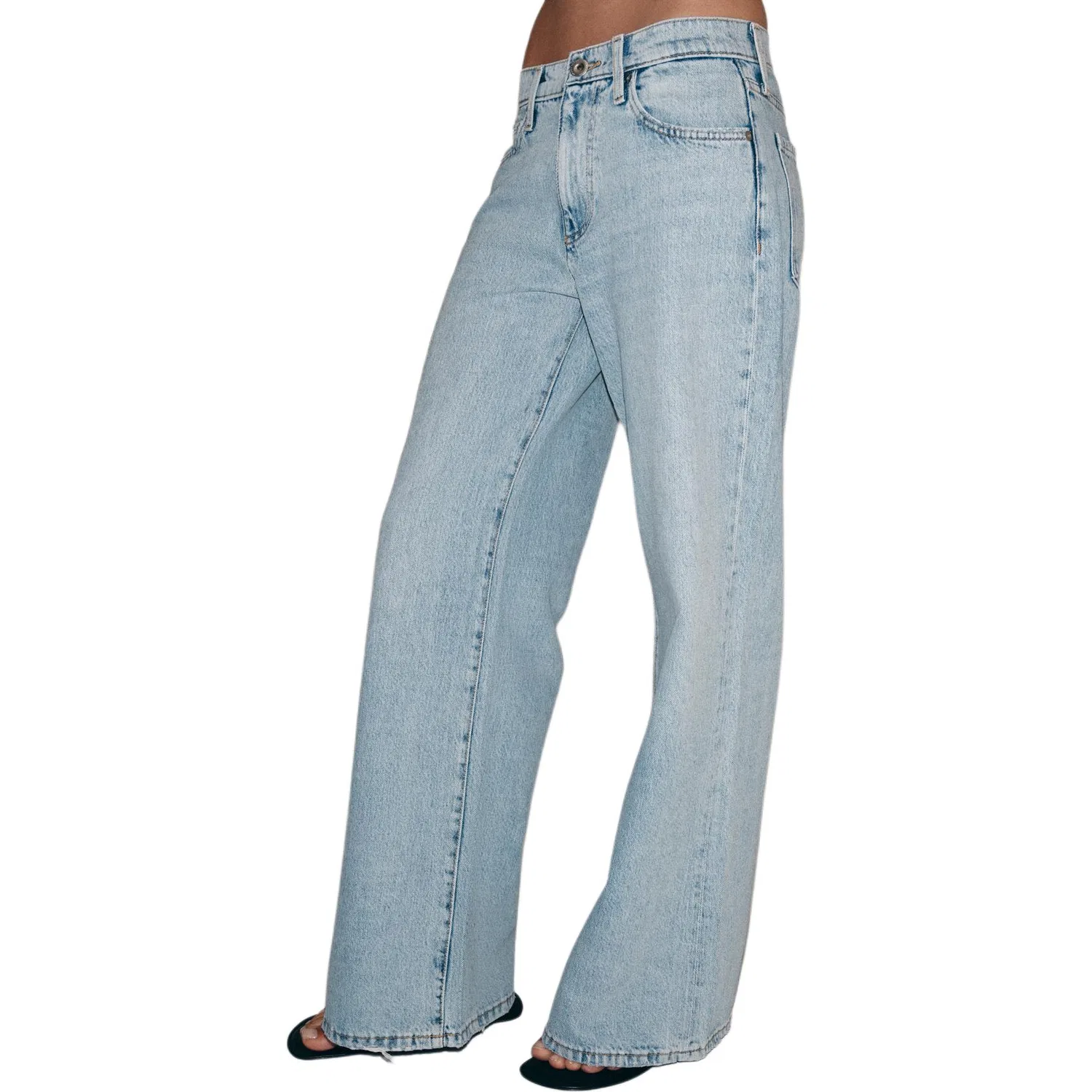 Женские джинсы свободного кроя с широкими штанинами Light Blue ZARA, Light Blue — фото 4
