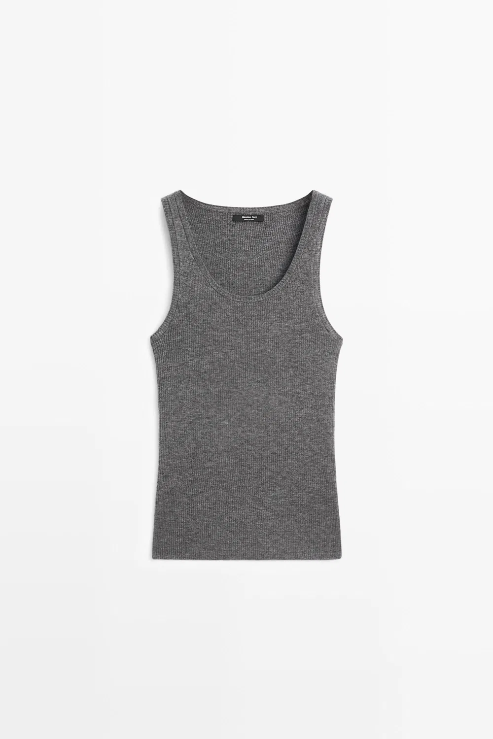 Топ Massimo Dutti Ribbed Knit, серый — фото 2