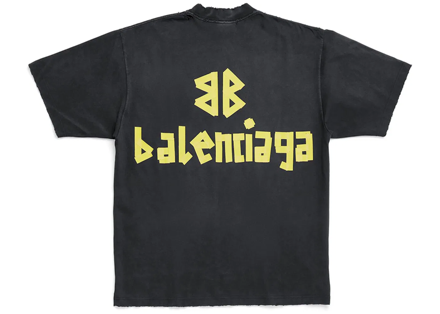 Мужская футболка с принтом Tape Type Balenciaga, Black Faded — фото 2
