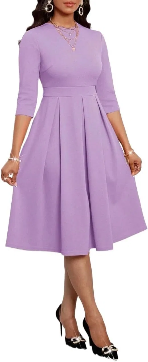 Женское элегантное платье A-силуэта с плиссе, Lilac Purple