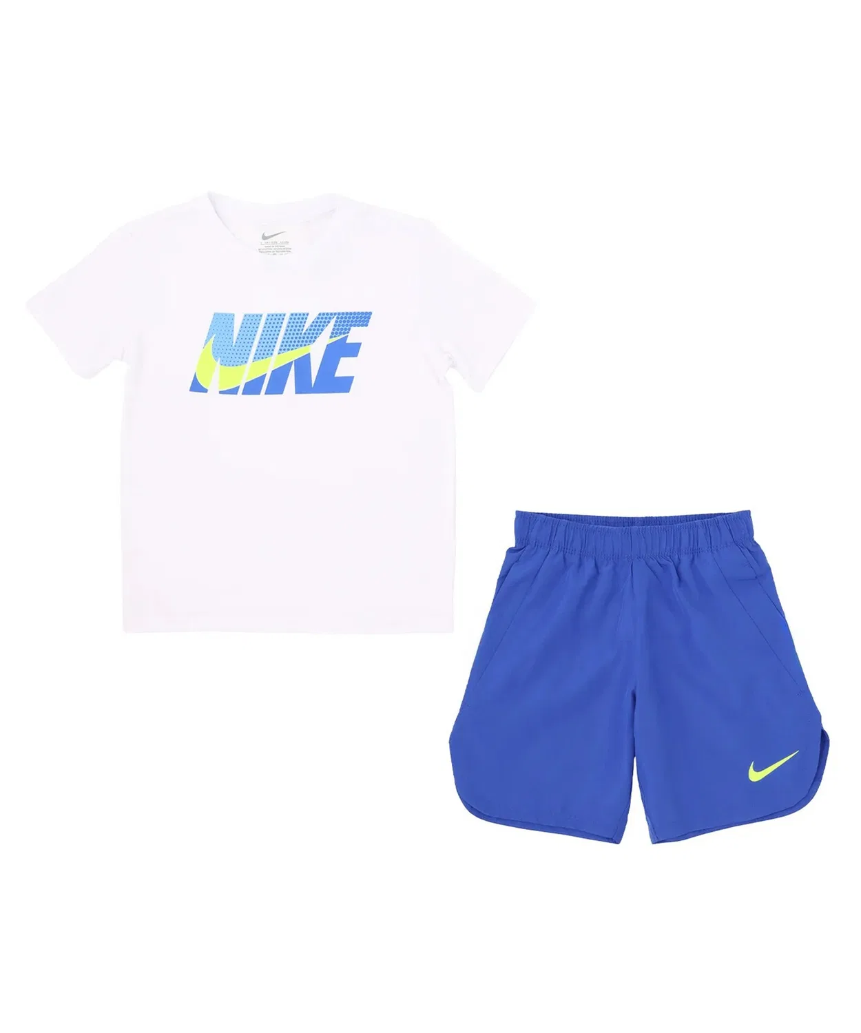 Детский спортивный комплект с принтом NIKE NKB B NK WOVEN SHORT SET, Белый/Темно-синий — фото 2