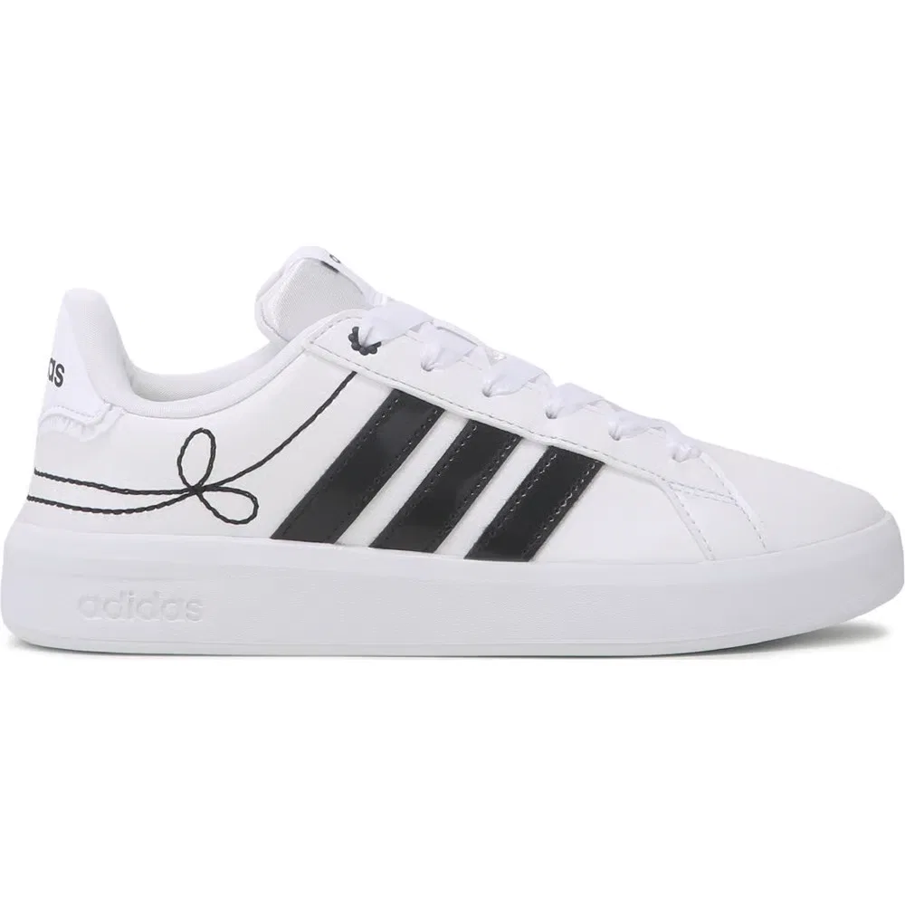 Детские кроссовки Grand Court 3.0 на шнуровке Adidas, White — фото 2