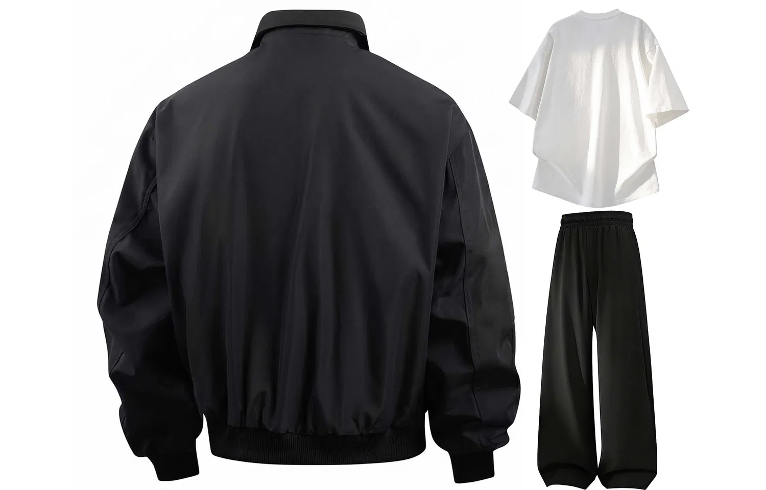 Детский спортивный комплект с отложным воротником Beige+White T-Shirt+Black Pants WARRIOR — фото 4