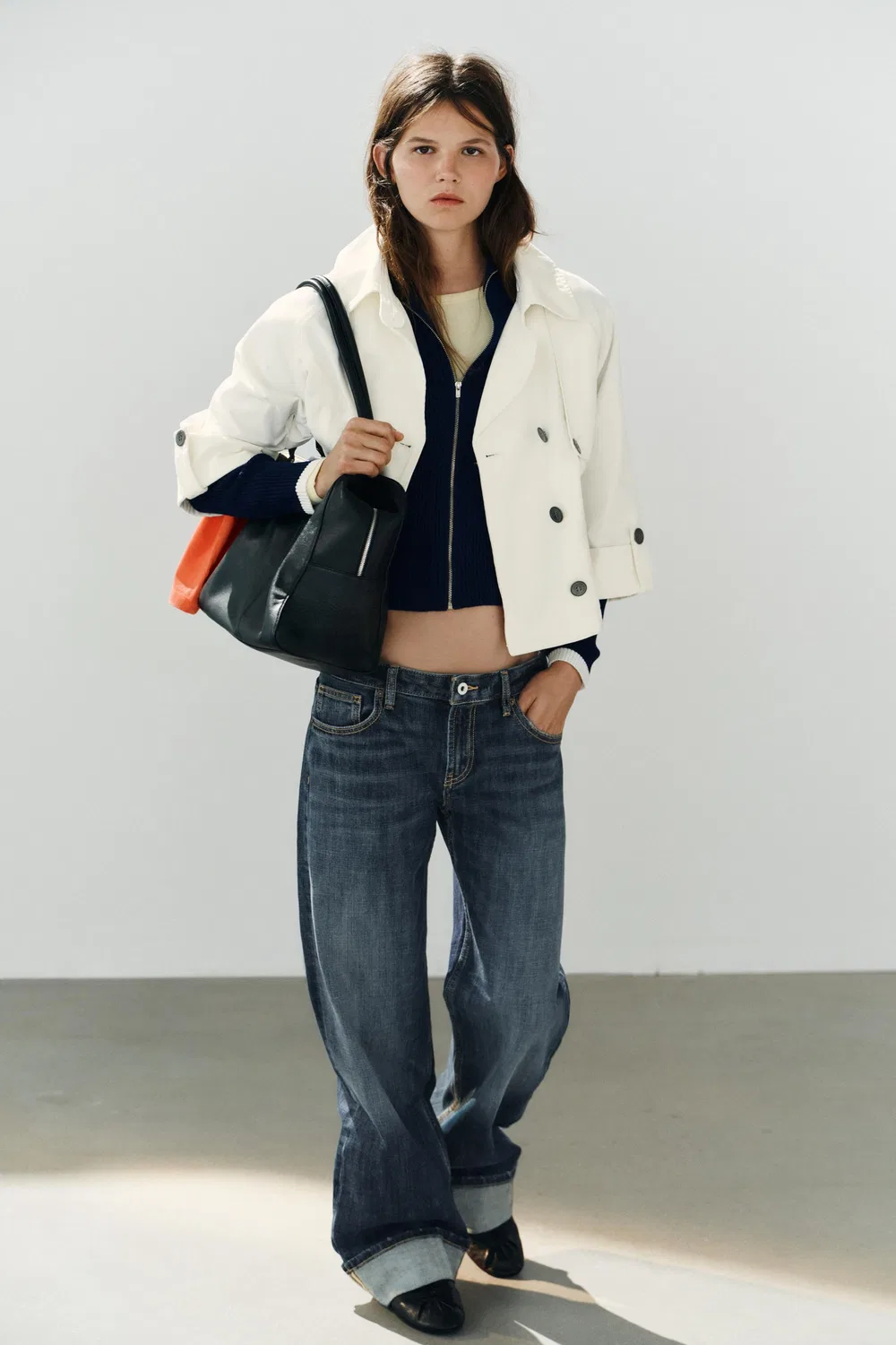 Короткая куртка на пуговицах ZARA, Ecru