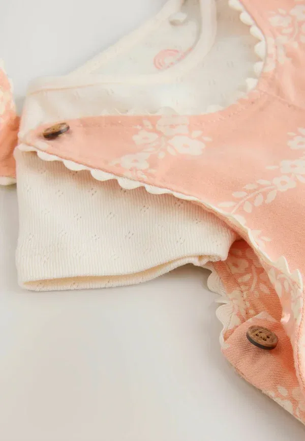 Комплект ползунков и боди с цветочным принтом Regular fit Next, Orange Floral, оранжевый — фото 2