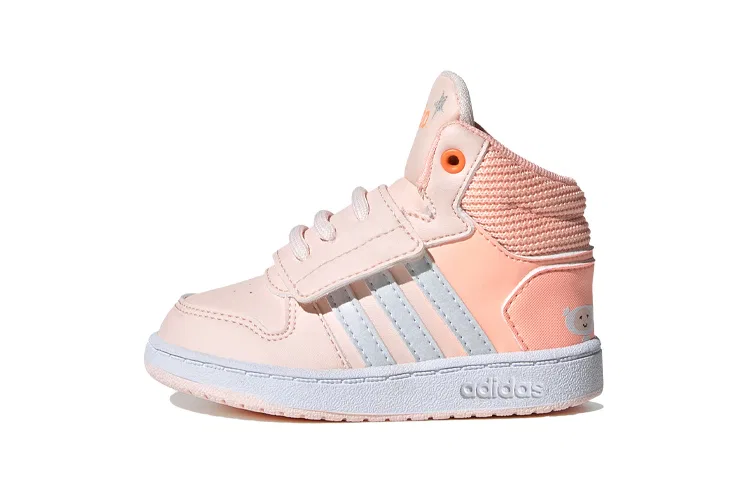 Детские кроссовки для малышей с высоким верхом Hoops 2.0 Mid I Slip Resistant Adidas Neo, Pink White