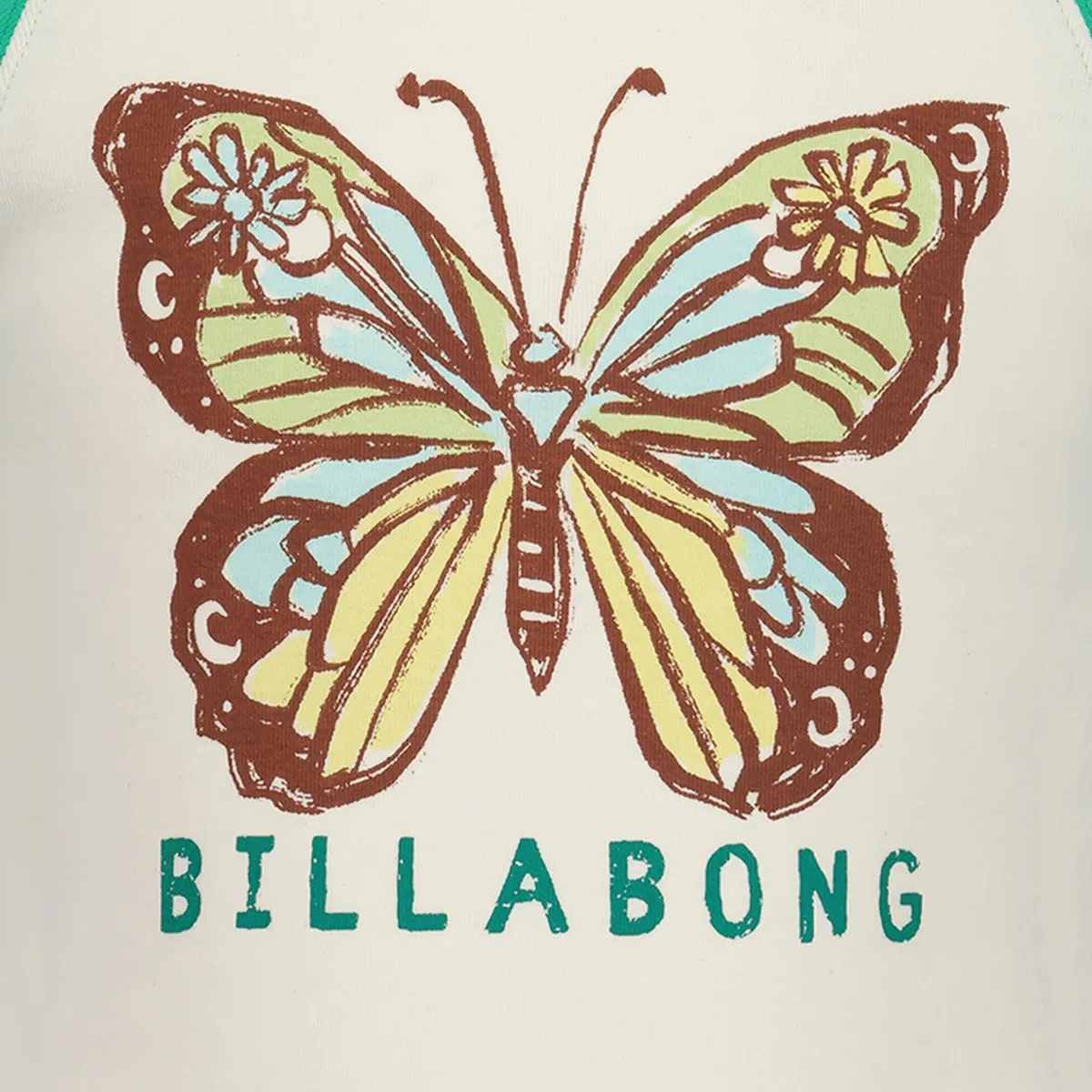 Детская футболка для девочек с принтом Butterfly Stamp T-Shirt Billabong, Gumdrop Green — фото 2