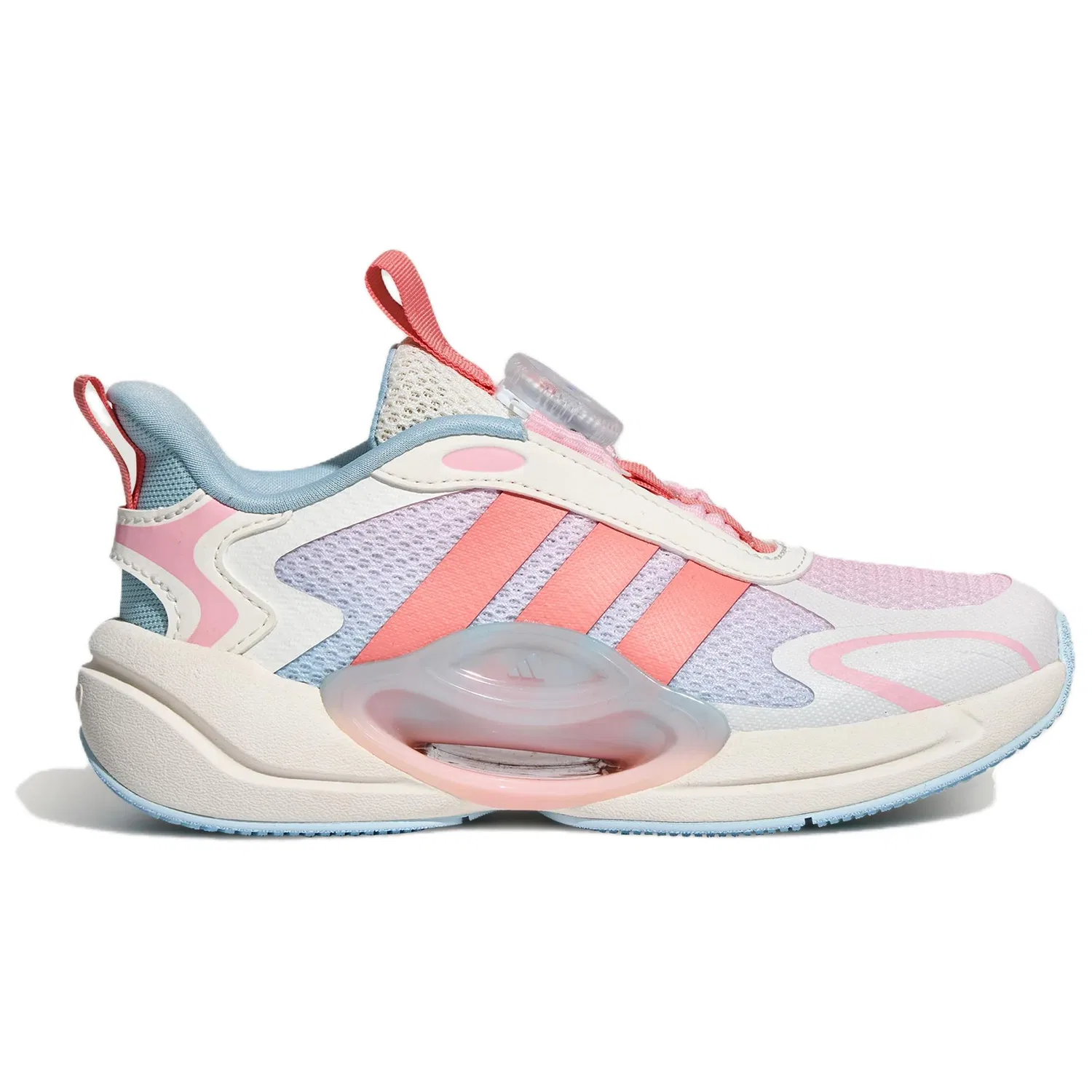 Детские кроссовки для бега с принтом Adidas, Bright White/Swirl Neon Red/Clear Pink — фото 3