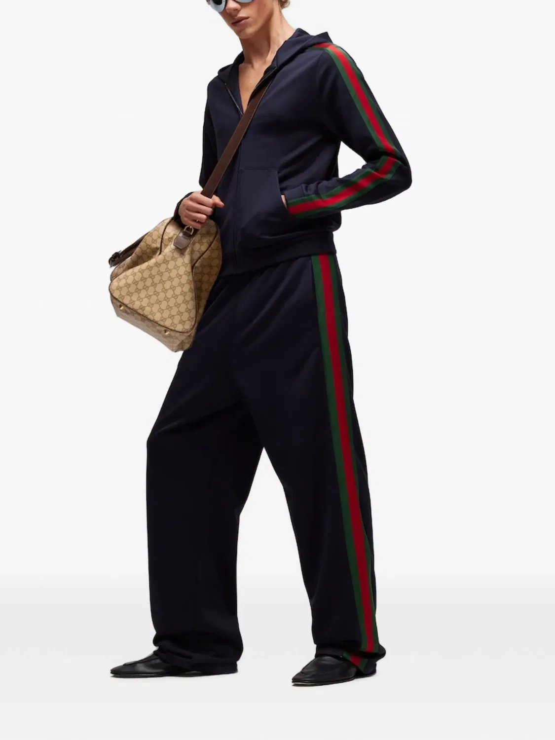 Спортивные брюки из шелкового хлопка с тесьмой Web Gucci, синий — фото 2