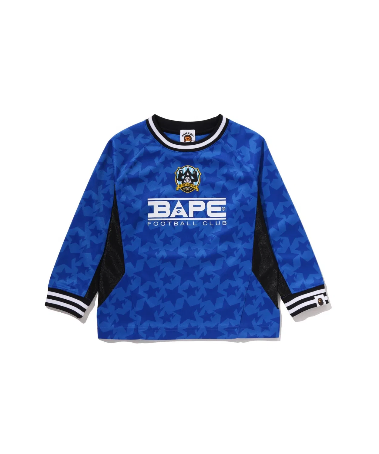A BATHING APE Детская футболка с длинным рукавомс принтом STA ALLOVER BAPE, Blue