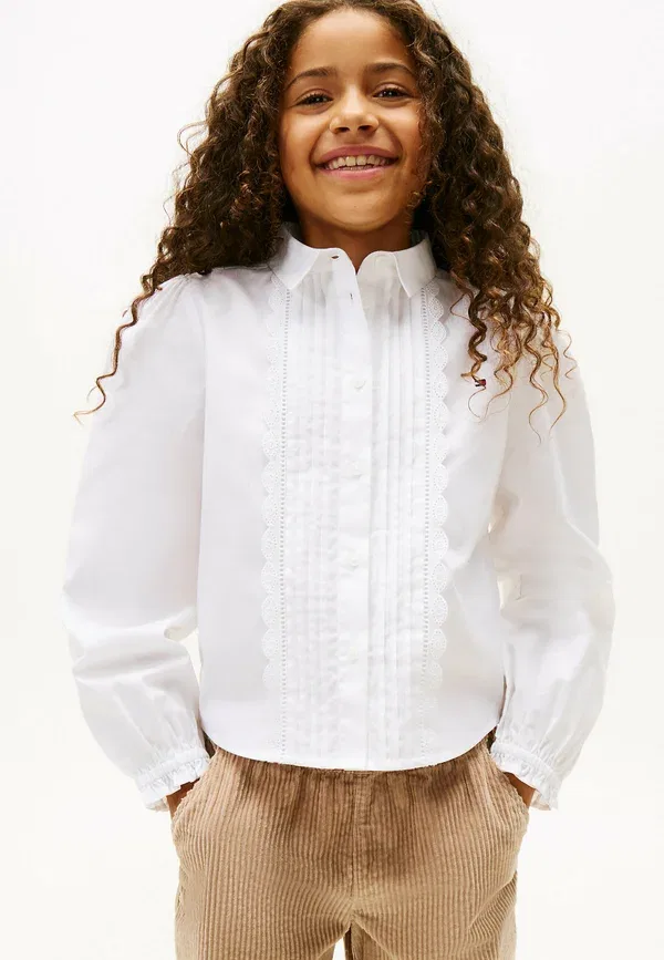 Блузка хлопковая Button-down blouse Tommy Hilfiger, white, белый — фото 2