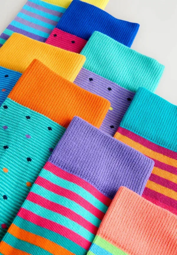 Носки в полоску Geometric pattern socks eight pack Next Striped, ярко-красный/желтый/оранжевый — фото 2