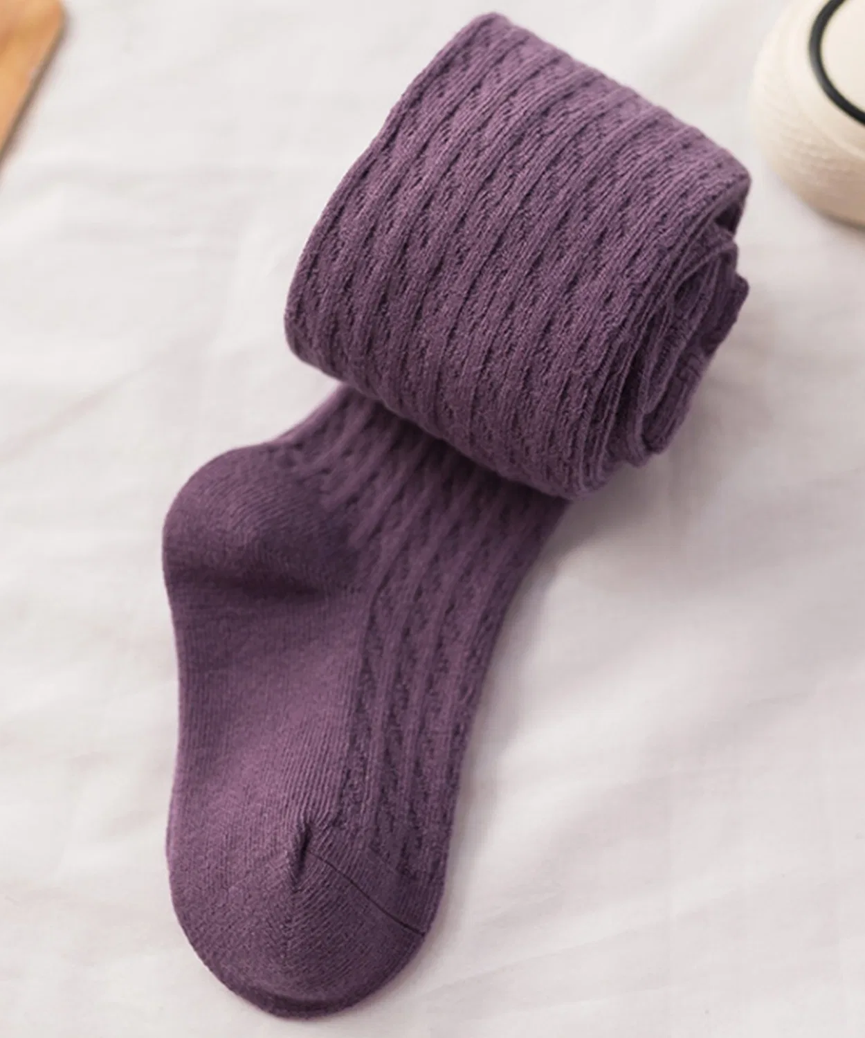 Детские колготки с эффектом скрученной резинки, модель Twisted Rib DAY CLOSET, Purple