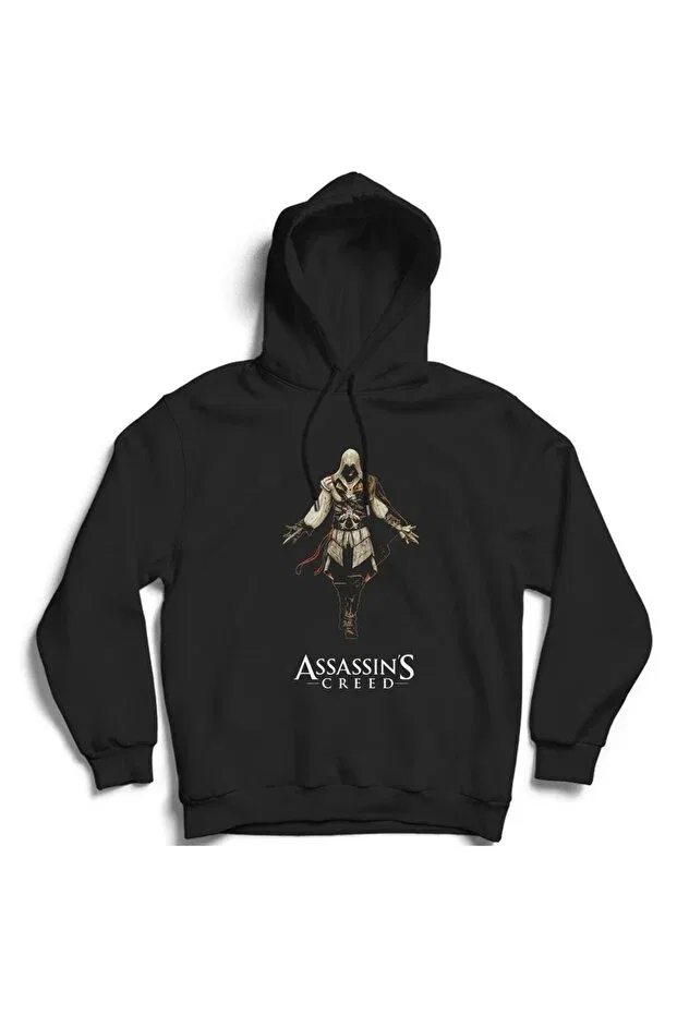 Детское худи для девочек с принтом Assassin'S Creed The Fame, Black