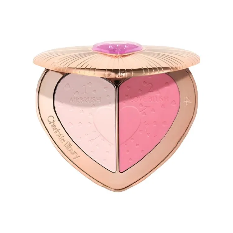 Женские румяна-палетка с эффектом сияния Heart Matte, модель Two Tone Blush Palette, Charlotte Tilbury, Flawless Pink — фото 2