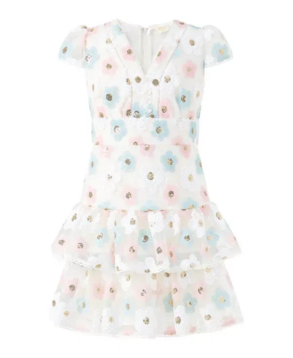 Детское платье для девочек с пайетками Gabrielle Frill Sequin Mini Dress Marlo Kids, мультиколор
