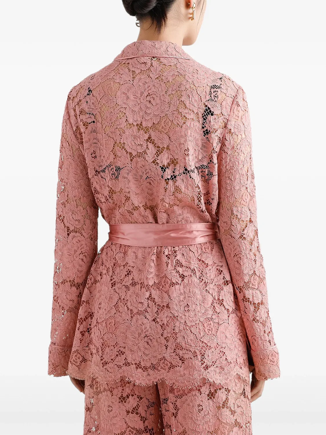 Dolce & Gabbana Рубашка из цветочного кружева в розовом цвете — фото 3