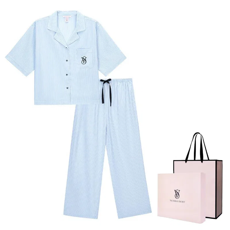 Женский комплект пижам с полоской Sky Blue Box Shopping Bag, Victoria's Secret