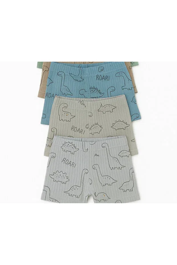 Детский комплект боксеров для мальчиков с принтом 3 pieces of skin-friendly 100% cotton patterned comfortable boxers for boys between 2-11 years old set of 3 Mini Kanka, Three Multicolored White-Khaki-Blue — фото 4