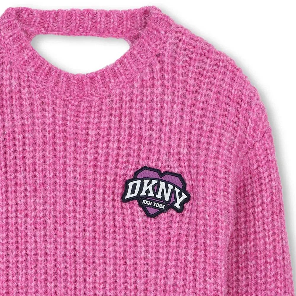 Детский свитер для девочек с вышивкой DKNY, Pink — фото 3