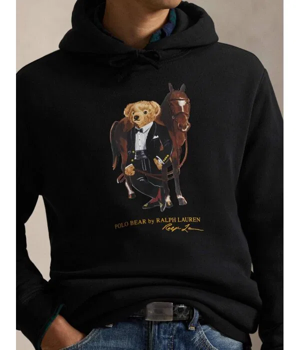 Мужская футерная фуфайка с капюшоном Polo Ralph Lauren, черный — фото 4