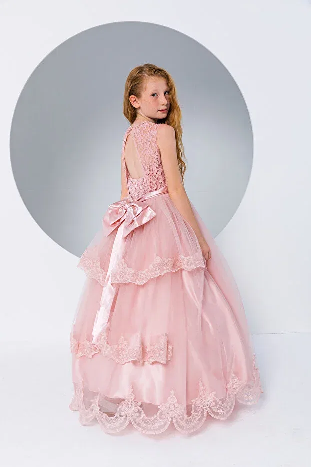 Детское платье для девочек с кружевной отделкой Evening Dress Incity, Pink — фото 3