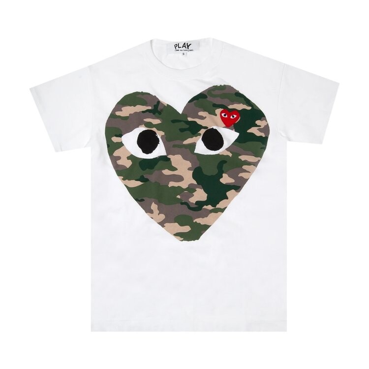 

Футболка Comme des Garçons PLAY Camo Heart Logo Tee 'White', белый