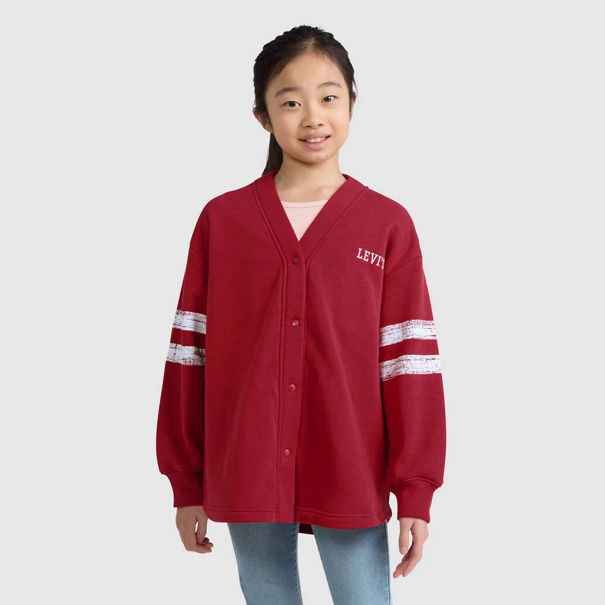 Флисовый кардиган Varsity для девочек 7-16 лет Levi's, Deep Claret - Red — фото 2