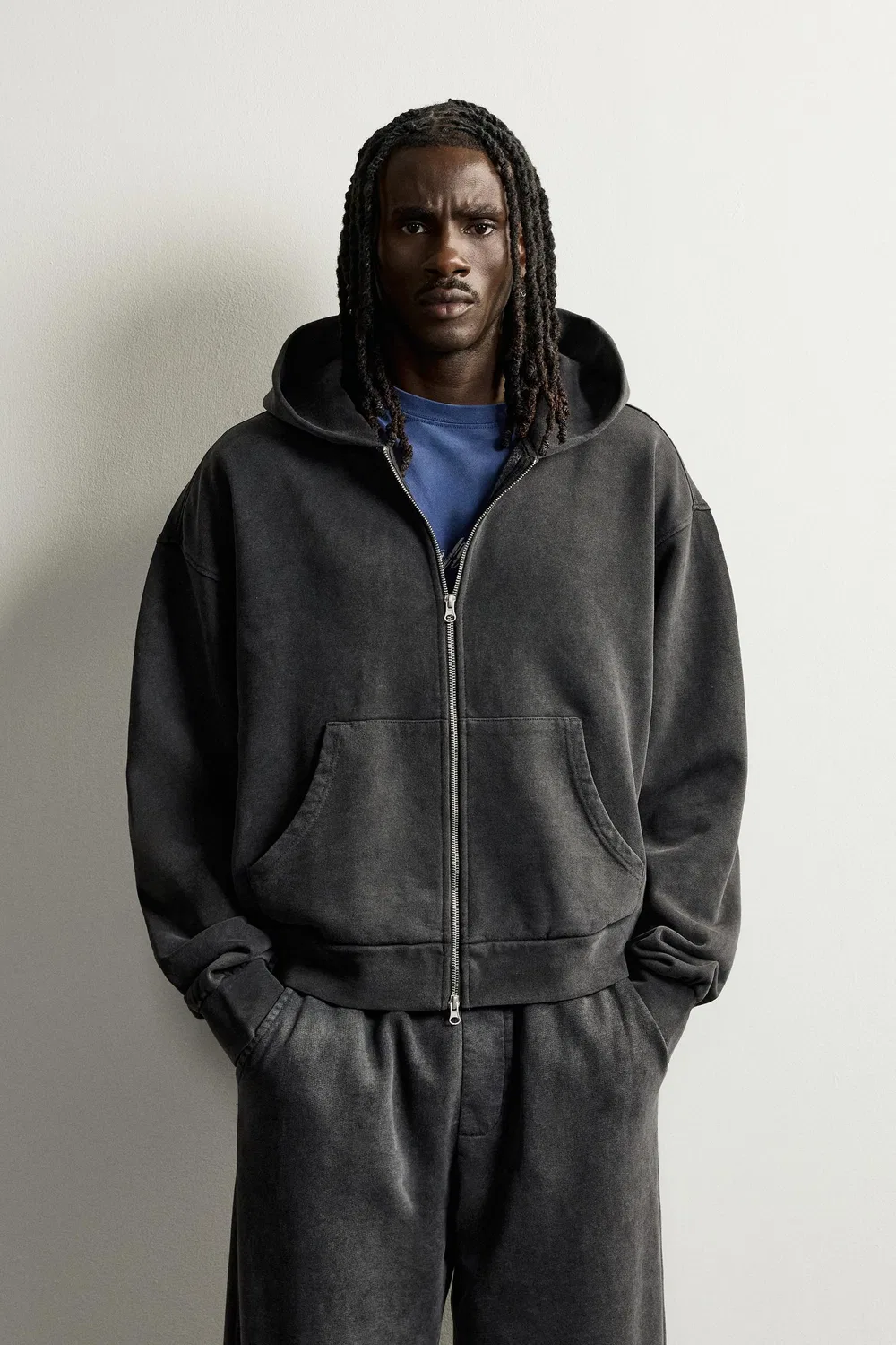 Простая толстовка свободного кроя на молнии. ZARA, Dark anthracite — фото 2