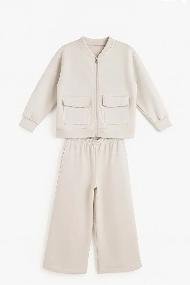 Детский спортивный комплект для девочек хлопковый Nk Kids, Beige