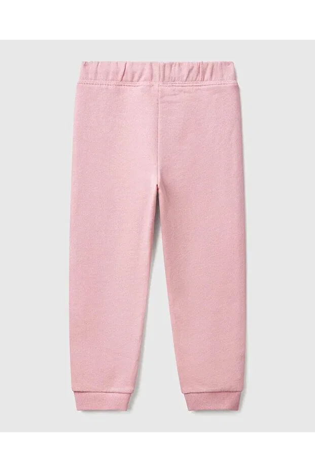 Детские спортивные штаны для девочек хлопковые с принтом United Colors Of Benetton, Pink — фото 2