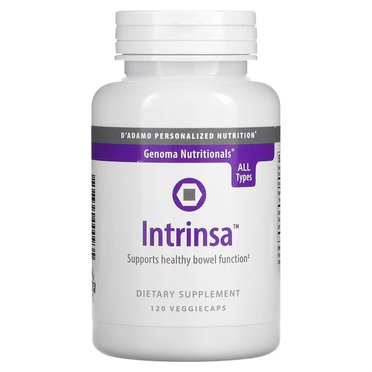 

D'adamo, Genoma Nutritionals, Intrinsa, поддержка пищеварительной системы, 120 вегетарианских капсул
