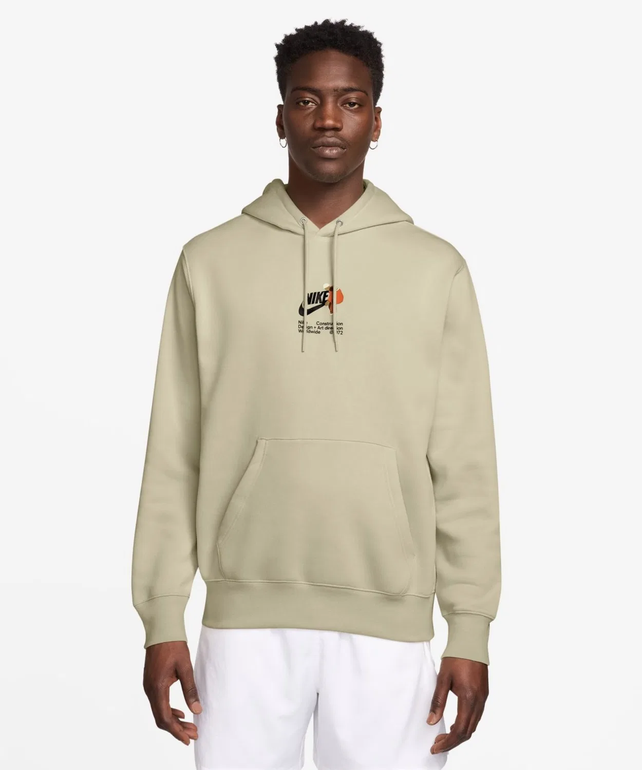 Мужской худи с длинным рукавомс принтом NIKE, Ivory