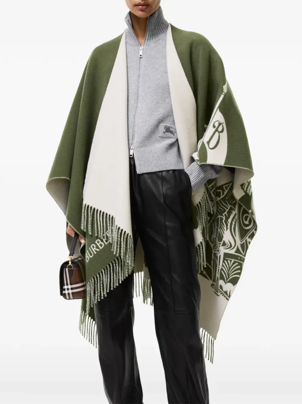 Кашемировый кейп Knight BURBERRY, зеленый — фото 2