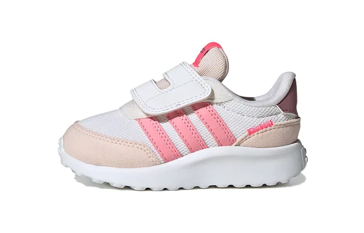 Детские кроссовки для малышей с широкой колодкой, на липучках Run 70s I, Adidas Neo, White Lucid Pink