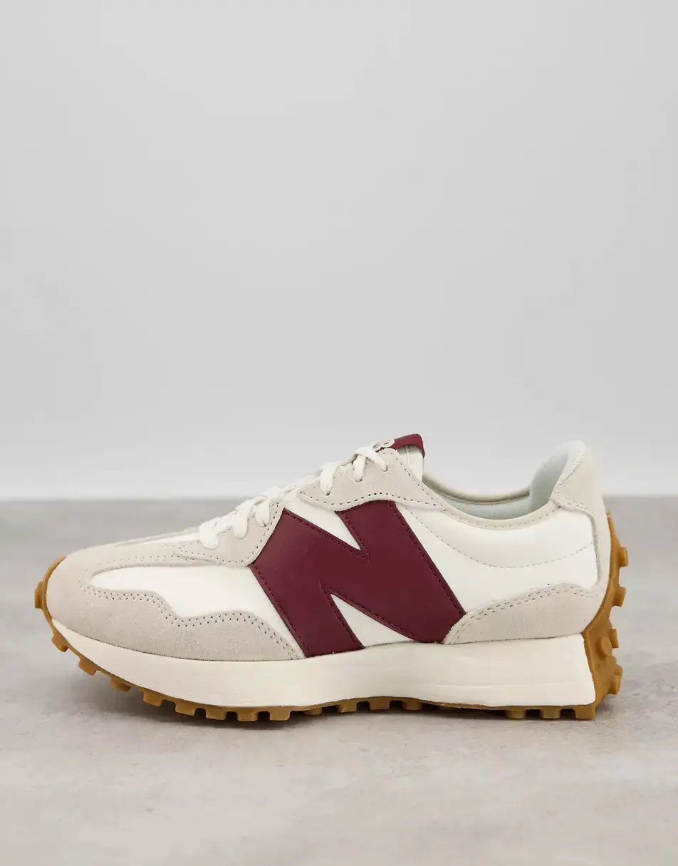 Женские кроссовки New Balance 327, белый/бордовый — фото 2