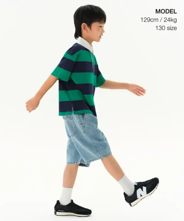 Шорты джинсовые широкие, Musinsa Standard Kids, Light Indigo — фото 2